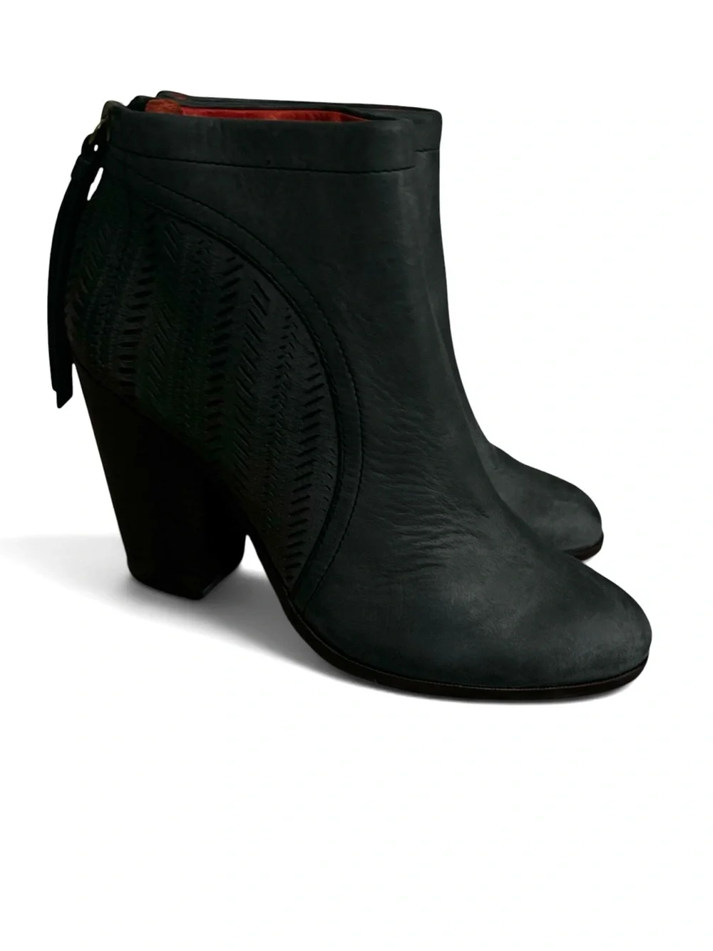 Coach Honey Leather Perforated High Heel Booties Size Women's 8 B Charcoal Gray